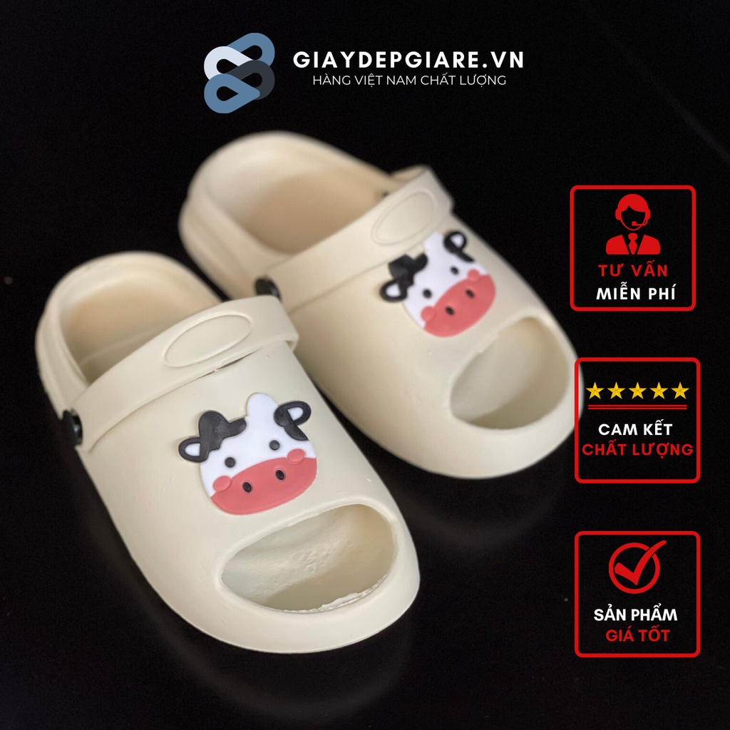 (Sz 18 -29) Dép Sục Có Quai Cho Bé Sticker Bò Sữa Thiết Kế Hở Đầu Ôm Chân Đế Chống Trượt 1180BOSUA - Giaydepgiare88.vn