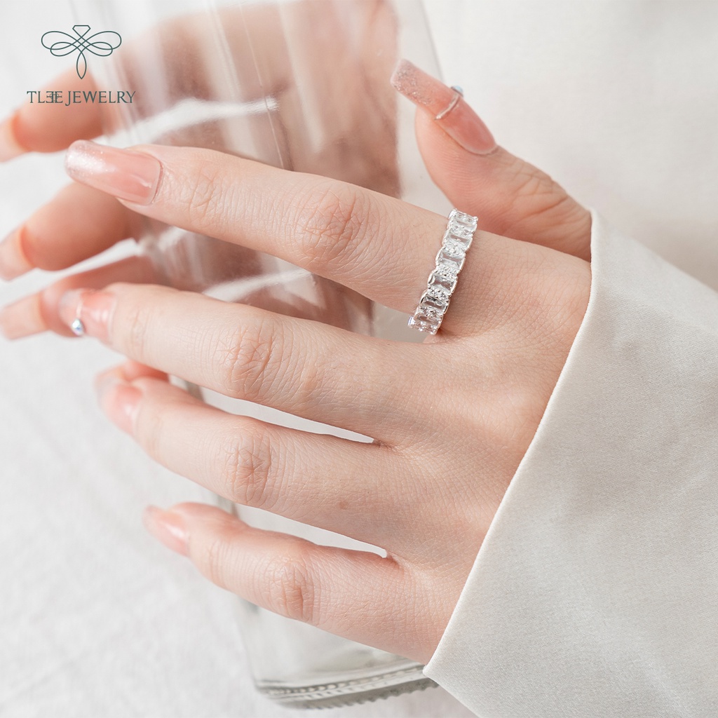 Nhẫn bạc nữ TLEE bản to đính full đá sang trọng NCJ A0178