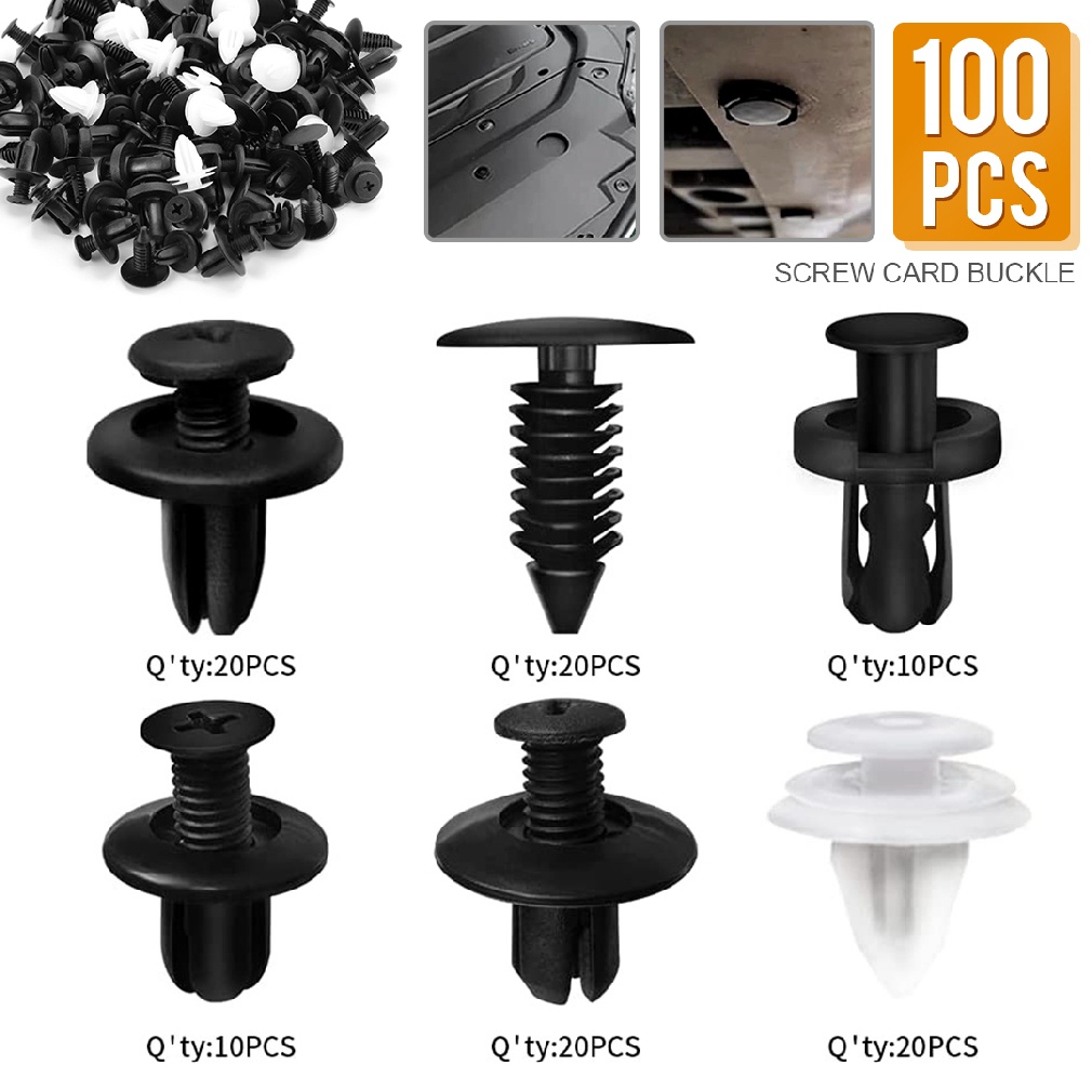 New 100pcs Bumper Clips Plastic Rivets Fit For Toyota Corolla Honda Civic Nissan