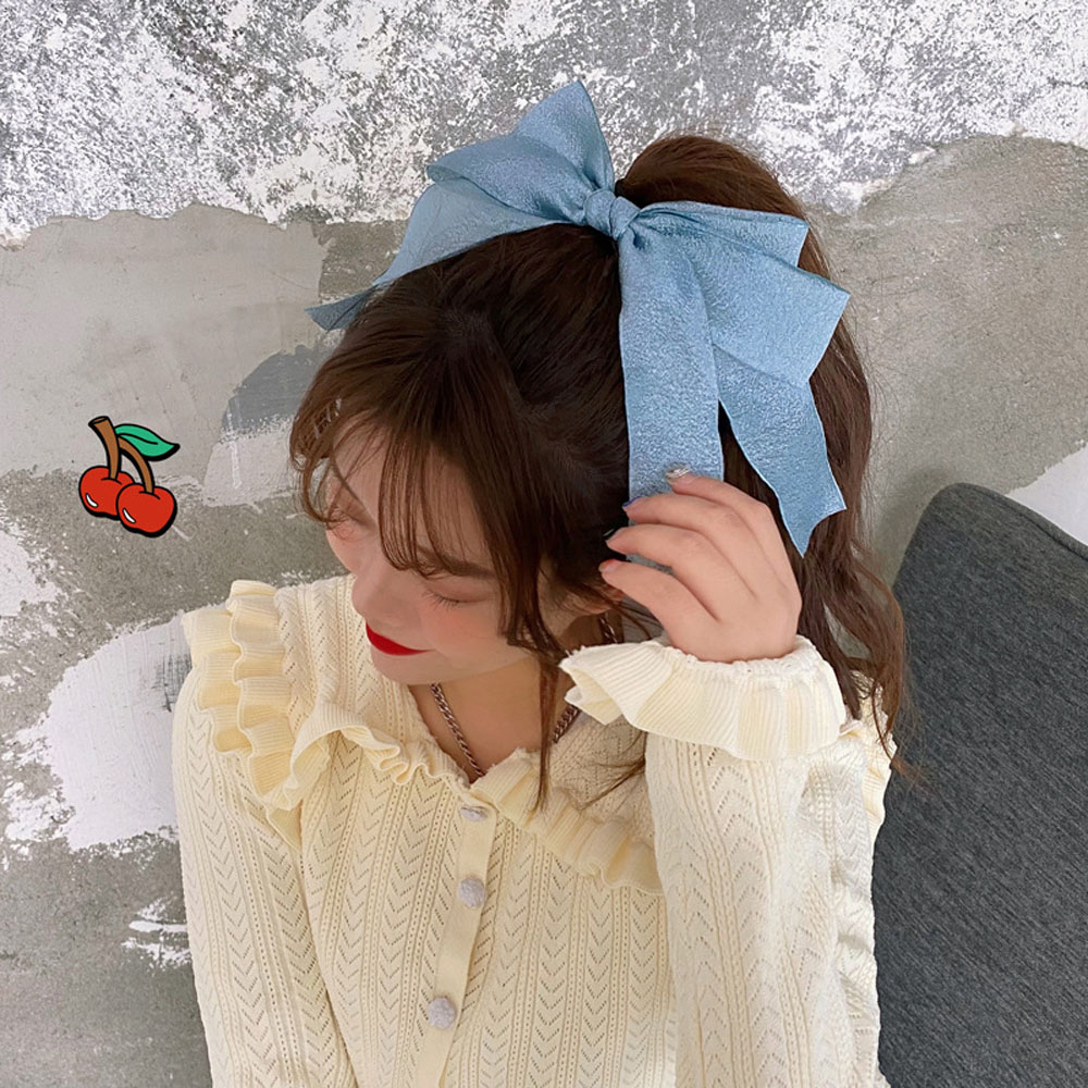 Kẹp tóc hình nơ phối ren thanh lịch dễ thương phong cách Hàn Quốc cho nữ