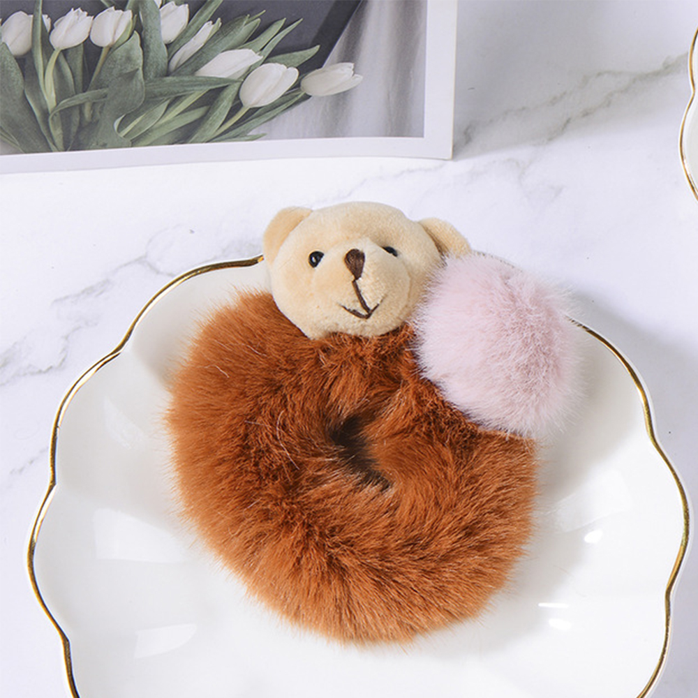(Hàng Mới Về) Dây Chun Buộc Tóc Hình Gấu Nhồi Bông Xinh Xắn Dành Cho Nữ