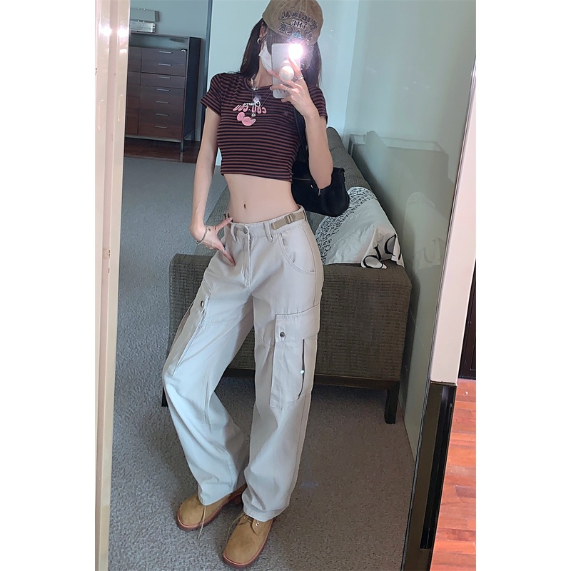 Quần ống rộng Lưng Cao Phong Cách Hip Hop Mỹ Thời Trang Cá Tính Cho Nữ