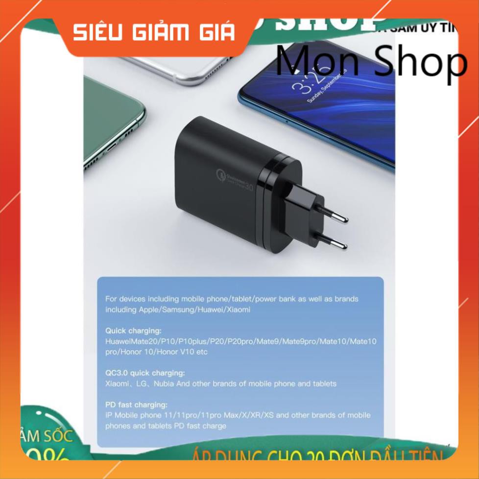 Cốc Sạc Nhanh 2 Cổng USB - Type C QC3.0 KuuLaa 36W dành cho Xiaomi Iphone Huawei OPPO MON SHOP SHOP