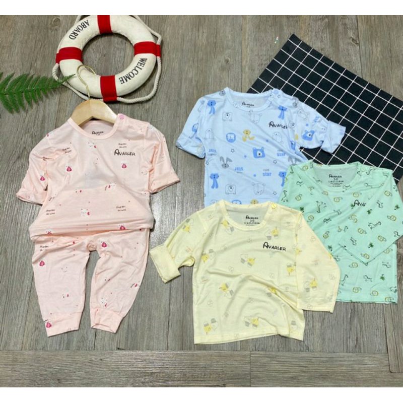 [xinh quá] Bộ quần áo dài tay cotton thun lạnh Minky mom cho bé trai bé gái mẫu A3 từ 0-16 tháng (Giao màu Ngẫu nhiên)