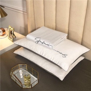 BỘ CHĂN GA GỐI LỤA TENCEL SUMOI TRẮNG PHỐI