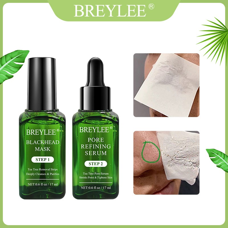 BREYLEE Blackhead Removal Essence 17ml+17ml Shrinking Serum Tighten Pores Deep Cleanse Oil Control Skin Care Set