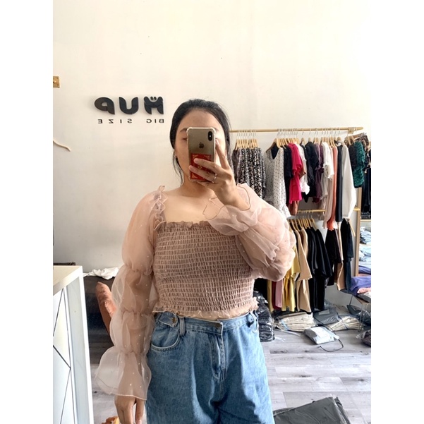 Áo croptop bigsize tay phồng áo kiểu tay dài nữ bánh bèo MUP Bigsize AC09