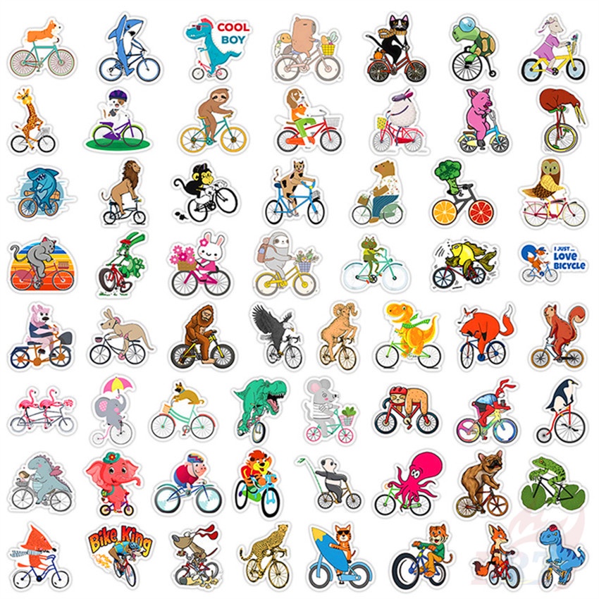 ❉ Miếng Dán Trang Trí Xe Đạp Series 01 Hình Động Vật Vui Nhộn ❉ Bộ 60 Sticker Chống Thấm Nước Họa Tiết Doodle Hợp Thời Trang