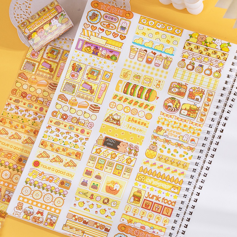 Cuộn Băng Keo Dán Họa Tiết Hoạt Hình Dễ Thương 6 Kiểu DIY