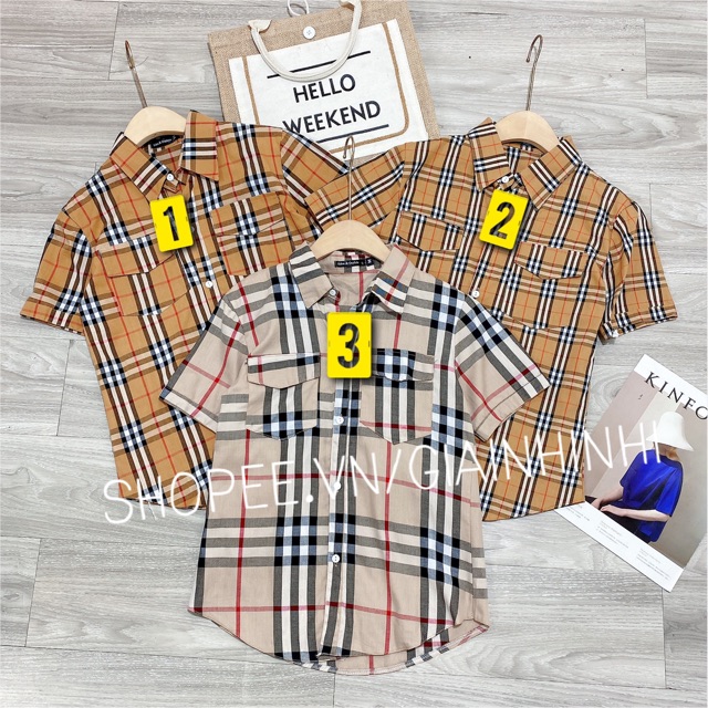 Áo sơ mi kẻ bb 2 túi SM1365 - NhiNhi Shop
