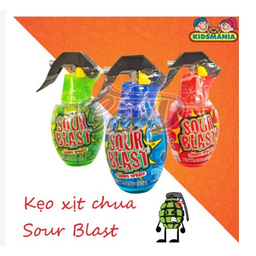[Hot] Kẹo xịt chua Sour Blast (Green Apple, Blue Raspberry, Strawberry)