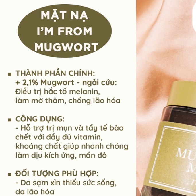 Mặt Nạ Ngải Cứu I'm From Mugwort Mask 110g, Giảm Đỏ Sưng Mụn