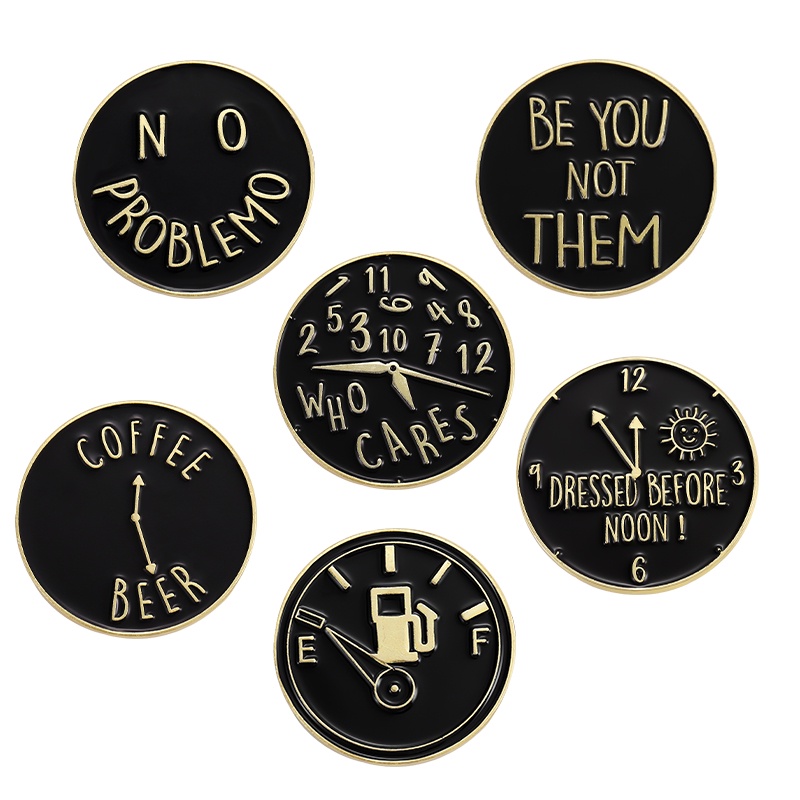 Ghim cài áo QIHE JEWELRY hình tròn kiểu đồng hồ tùy chọn họa tiết độc đáo làm quà tặng cho bạn bè