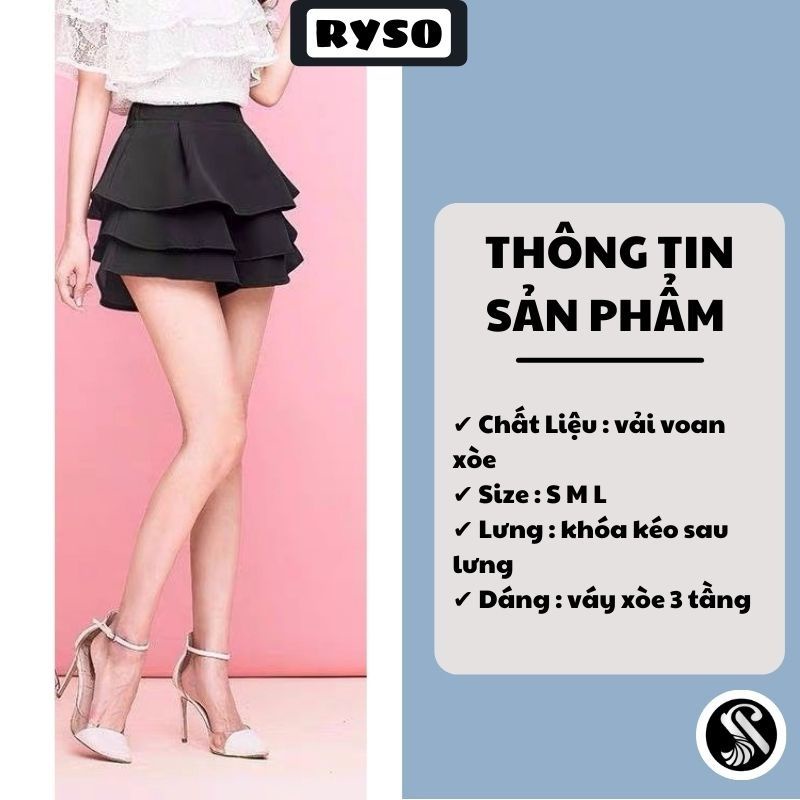 Chân Váy 3 Tầng Xòe Dáng Ngắn Lưng Cạp Cao Form Chữ A Mặc Công Sở Hoặc Thường Ngày