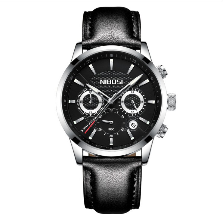 ĐỒNG HỒ NAM NIBOSI 2313(FULL BOX) DÂY DA TRƠN CHẠY FULL 6 KIM, CHỐNG NƯỚC VÀ CHỐNG XƯỚC Bán lẻ giá sỉ