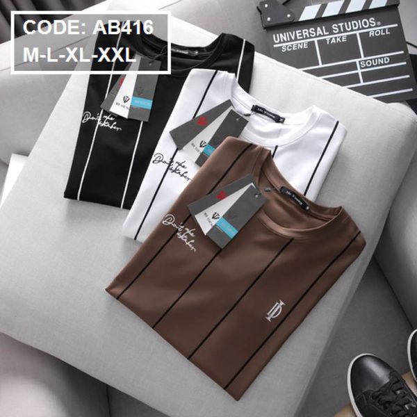Áo thun nam cổ tròn in sọc gồm 3 màu (size M- XXL) 416