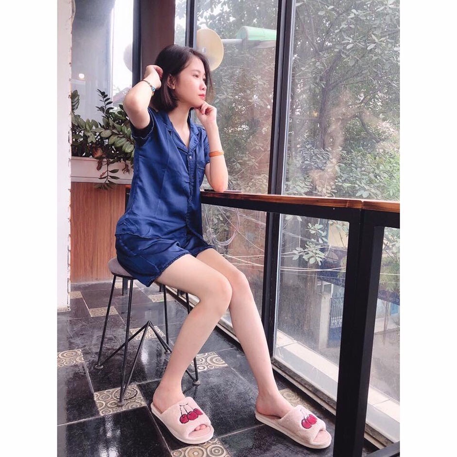 Đồ ngủ Pijama Phi viền Bèo Form đùi - size 45-60kg