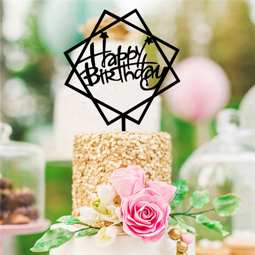 Topper gắn trang trí bánh kem chữ Happy Birthday 9 kiểu dáng xinh xắn