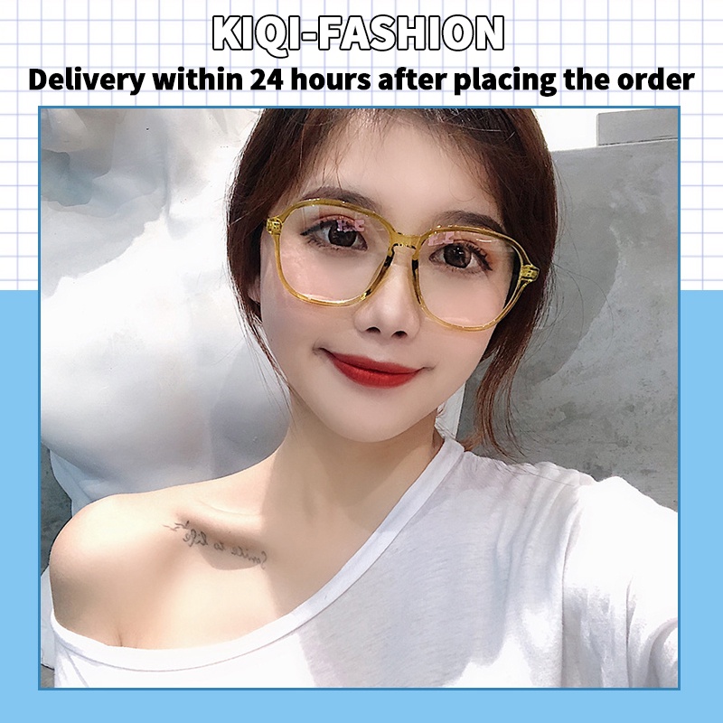 Mắt Kính Gọng Tròn Lớn Chống Ánh Sáng Xanh Phong Cách Hàn Quốc Thời Trang Cho Nữ