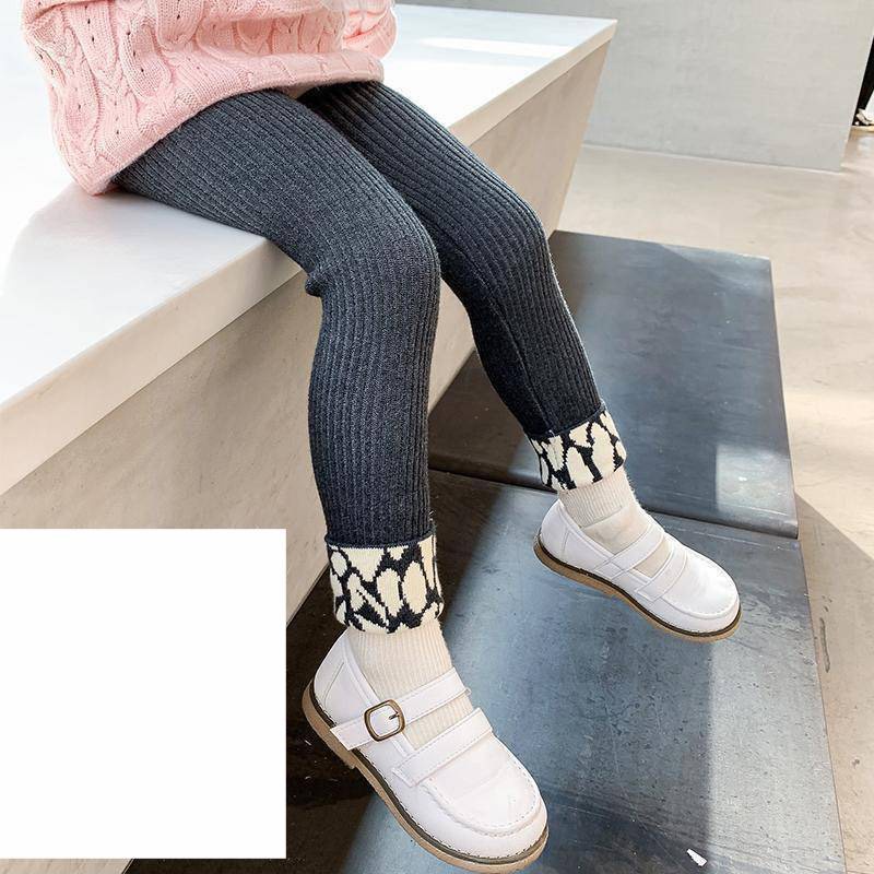 Quần legging giữ ấm vải cotton mềm mại dễ thương cho bé gái