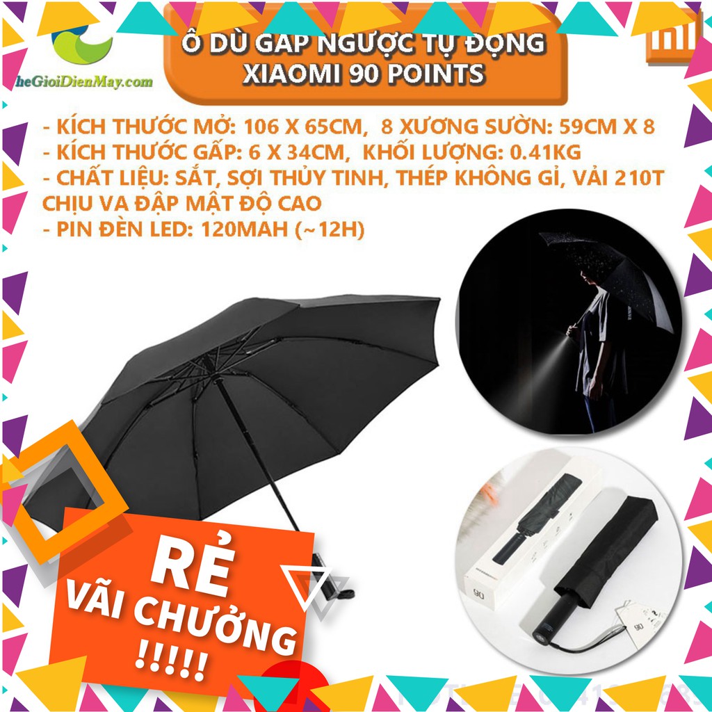 [SALE] Ô dù gấp ngược tự động Xiaomi 90 Points chống tia UV, tích hợp đèn LED - Shop Thế Giới Điện Máy .