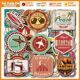 [Bộ 50 Sticker] Vintage Label chống nước sticker dán laptop, điện thoại, đàn guitar, mũ bảo hiểm, vali. MSP: ST181