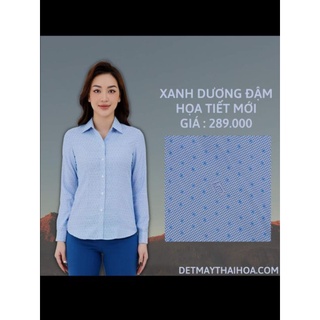 Hai màu. Áo sơ mi thái hòa mã 3071 họa tiết hoa nhí chất sợi tre