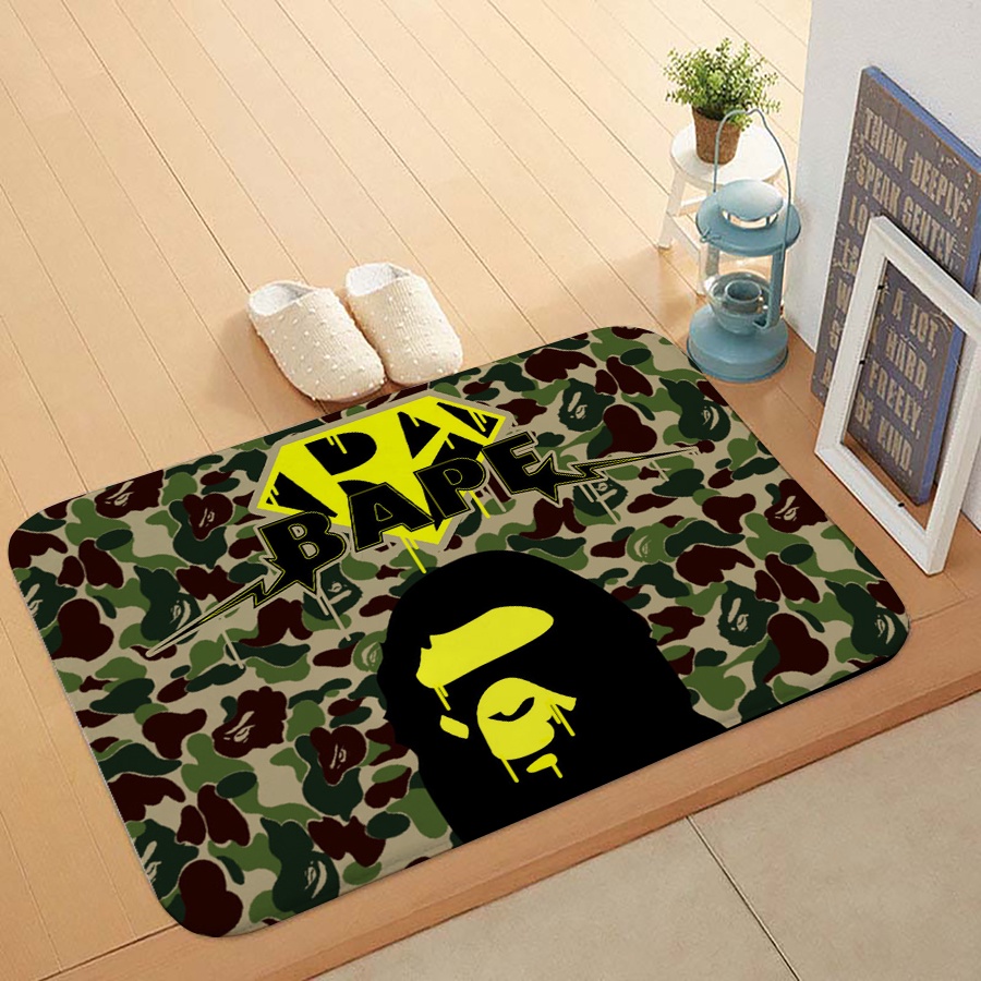 Thảm lót cửa chùi chân Chống Trượt In Họa Tiết Bape 40x60cm/50x80cm