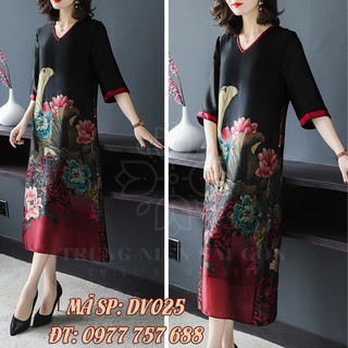 Váy đầm đẹp cho mẹ đầm dài qua gối sang trọng DV025