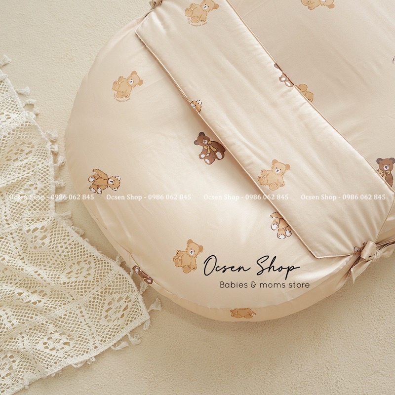 [Tặng kèm túi đựng gối ] Gối đệm chống trào ngược Donodono Hàn Quốc 4 mùa cho bé vỏ 100% cotton chính hãng