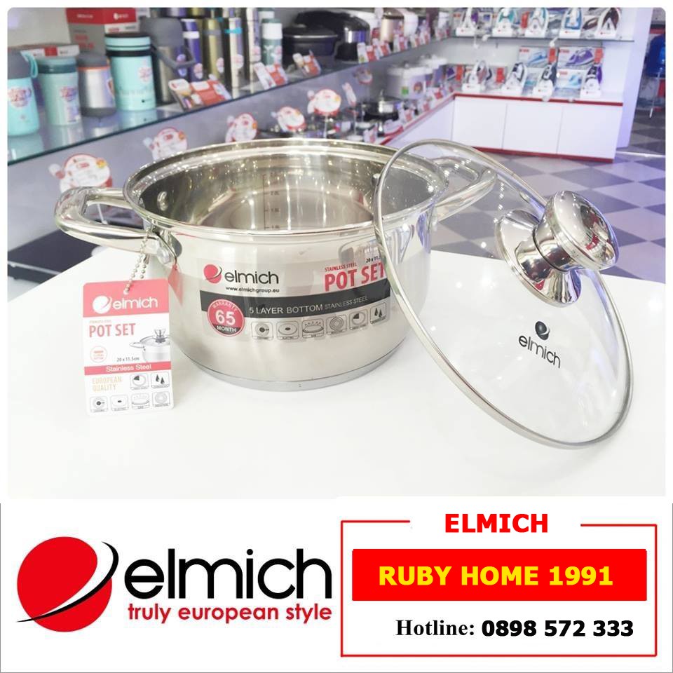 BỘ NỒI INOX ELMICH 3 CHIẾC CỠ 16CM, 20CM, 24CM EL3337
