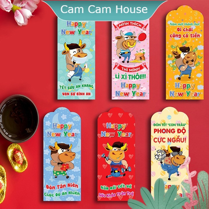 Tặng bọc nilon - Bộ 20 bao Lì xì Tết 2021 họa tiết đa dạng chọn mẫu - Giao đủ mẫu