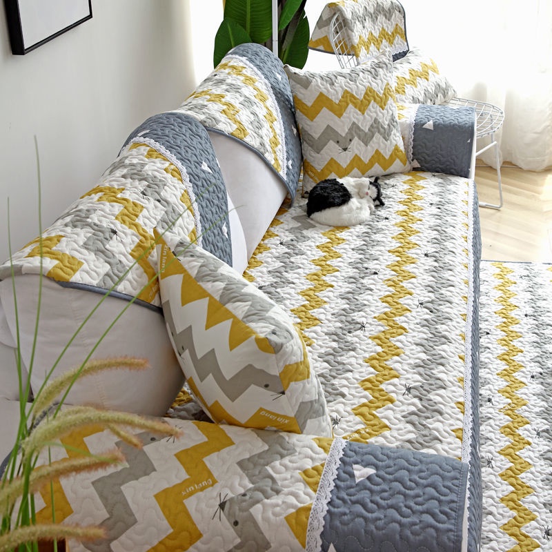 Đệm Lót Ghế Sofa Vải Da Cotton Chống Trượt Phong Cách Bắc Âu Hiện Đại