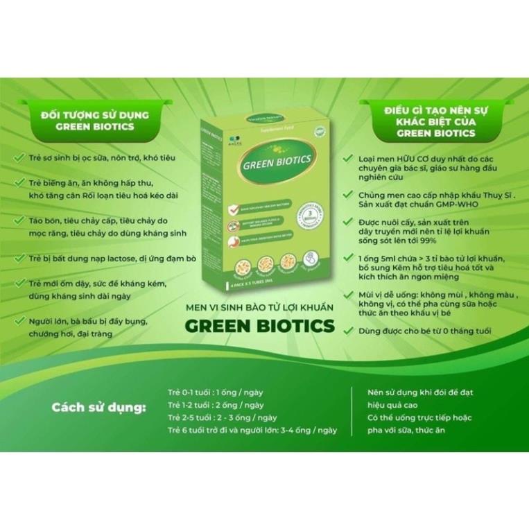 Bộ đôi Green Biotics &amp; Enzym Kids - Men Bào Tử Lợi Khuẩn, Hỗ Trợ Tiêu Hóa Giúp Bé Ăn Ngon