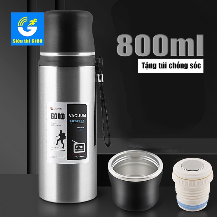 BÌNH INOX 800ML CAO CẤP tặng túi bảo vệ
