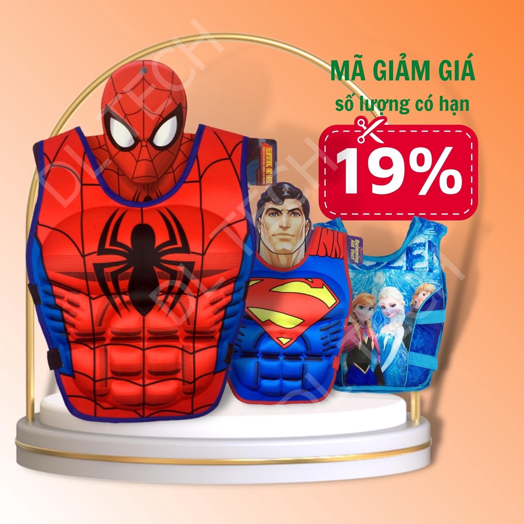 ÁO PHAO BƠI CHO BÉ TẬP BƠI HỌA TIẾT SIÊU NHÂN CÔNG CHÚA CHỐNG NÓNG CHO TRẺ THA HỒ BƠI LỘI CHO BÉ mã PB DL TECH