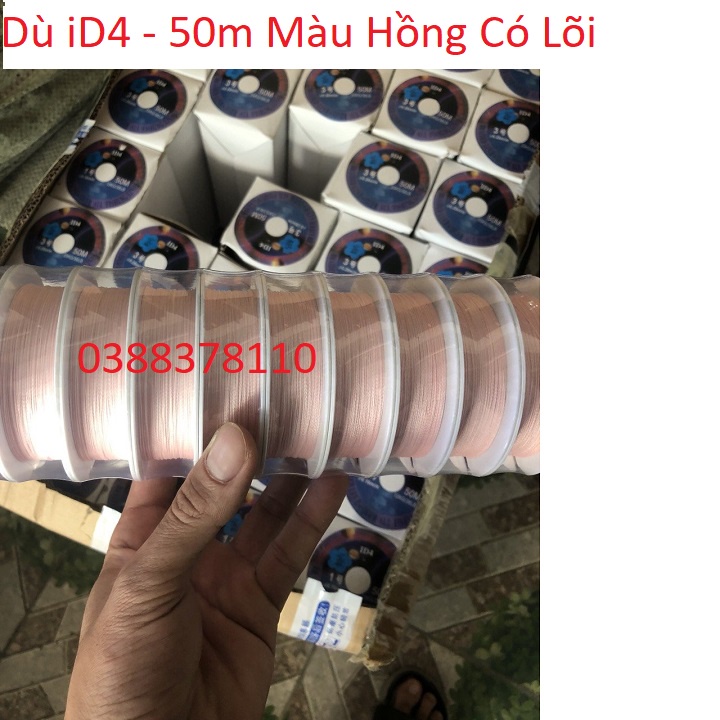 Dây Dù Câu Cá iD4 50m Màu Hồng Có Lõi