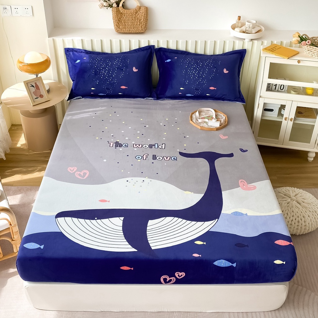 Ga gối nỉ 3D cao cấp, Ga kèm 2 vỏ gối nỉ nhung mềm mịn không rụng lông chất nỉ dầy dặn sẵn hàng