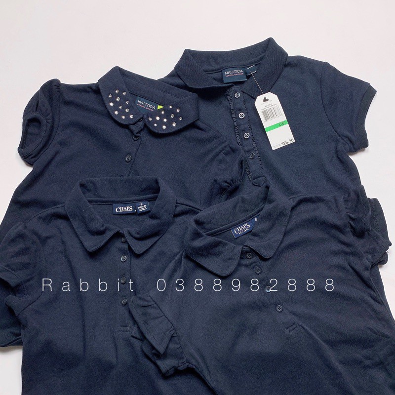 Áo polo xanh đỏ bé gái - RABBITSHOP