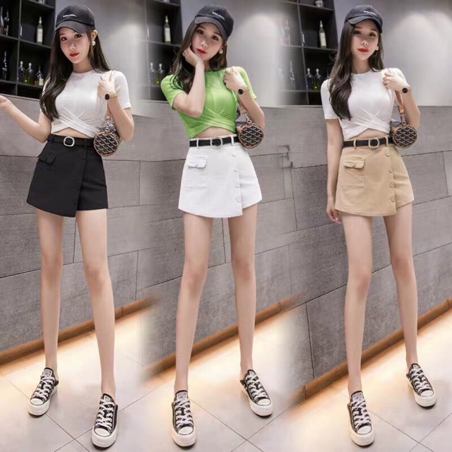 Quần giả váy kèm đai mã 6628