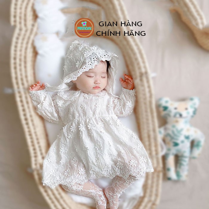 Váy ren cao cấp kèm mũ cho bé gái 5- 14kg