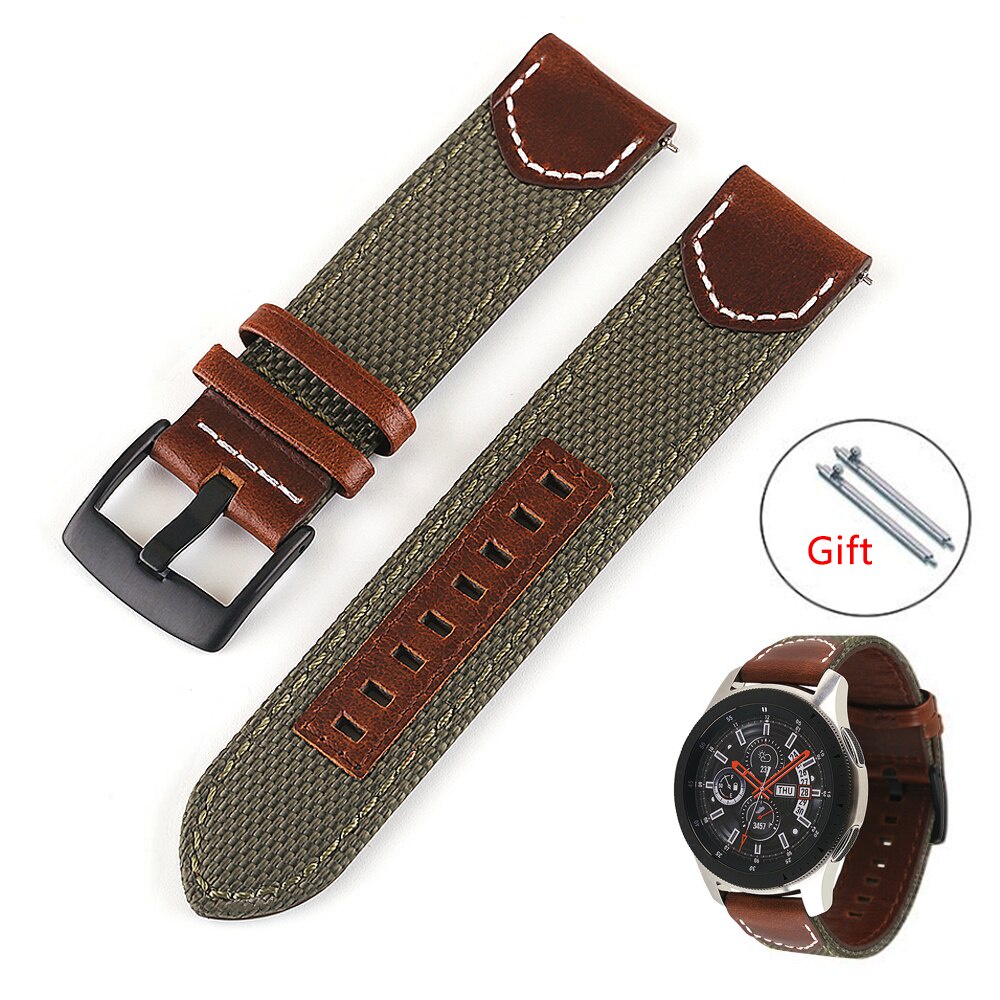 Dây đeo đồng hồ 20mm/22mm/24mm tháo nhanh bằng da nylon cho Samsung Galaxy Watch 4 Classic 42mm 46mm Active 2 Gear S3 S2