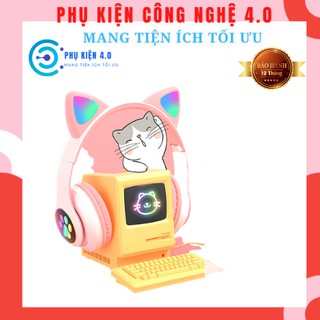 Tai Nghe Bluetooth Mèo Chụp Có Đèn Led