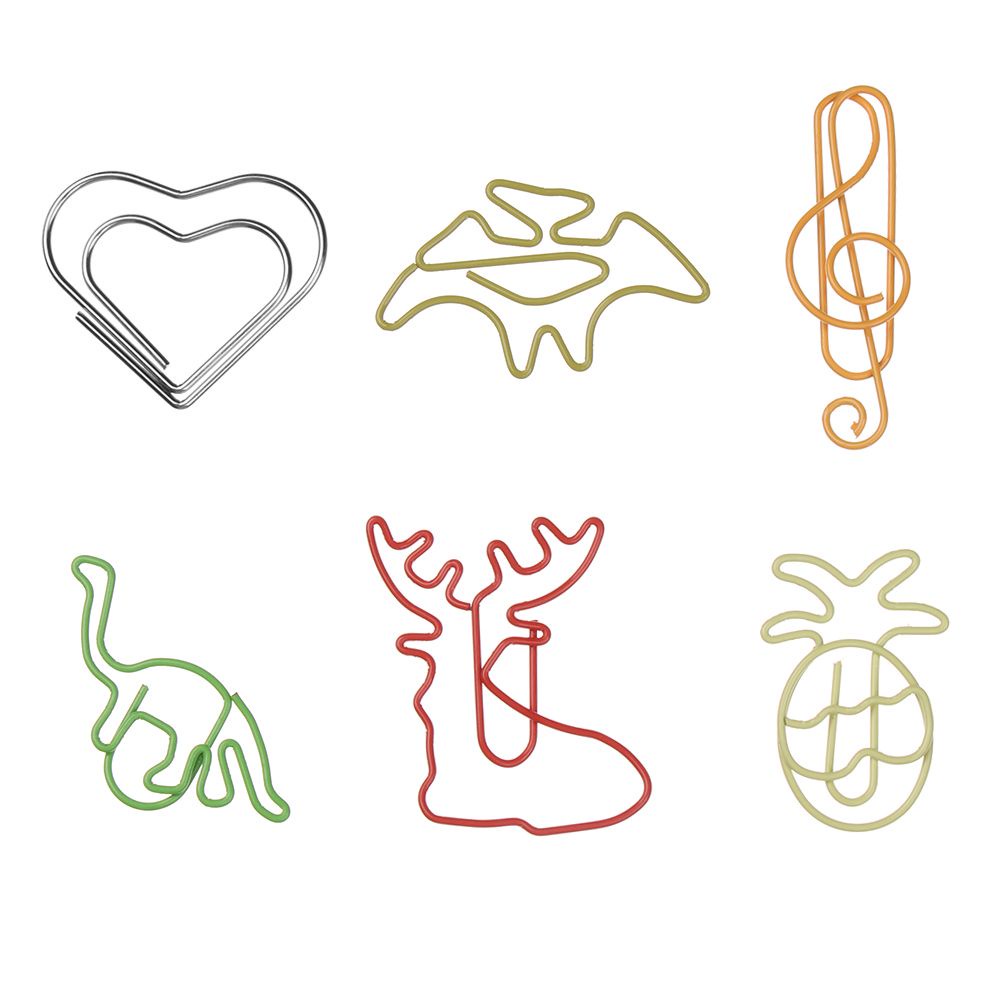 Set 30 Kẹp Giấy Bằng Kim Loại Hình Dạng Đặc Biệt Màu Sắc Ngẫu Nhiên