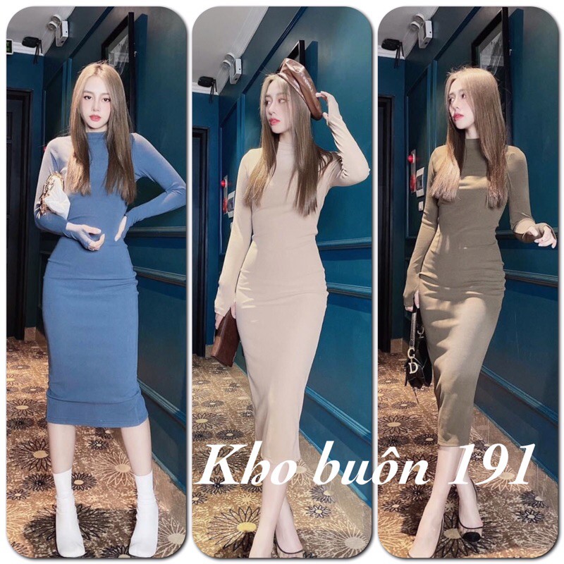 Đầm Body Cổ Cao TD Xỏ Ngón Xẻ Sau Sang Chảnh - Siêu Phẩm 1m1 - DZ14