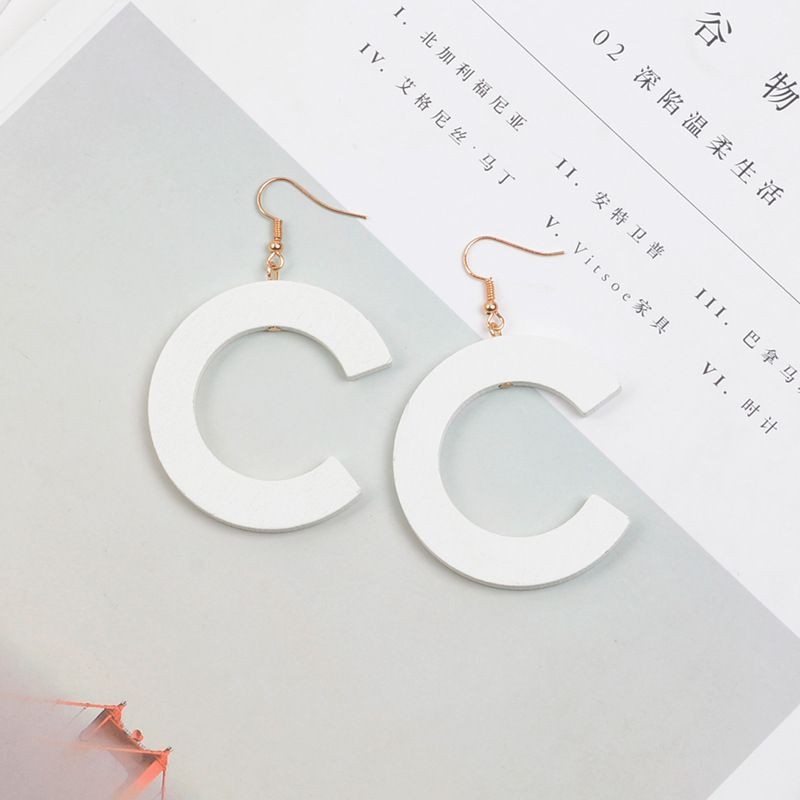 Khuyên Tai Gỗ Dáng Chữ C Màu Macaron Phong Cách Nhật Hàn Thời Trang Mới