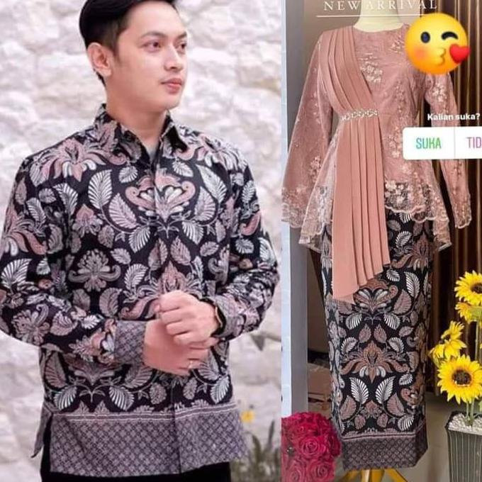 Nữa, Phổ Biến➦ Kebaya Áo Cặp Đôi Bằng Cotton Bán Phía Trước Hình Bán Phía Trước Phong Cách Pháp DANILLA BATIK