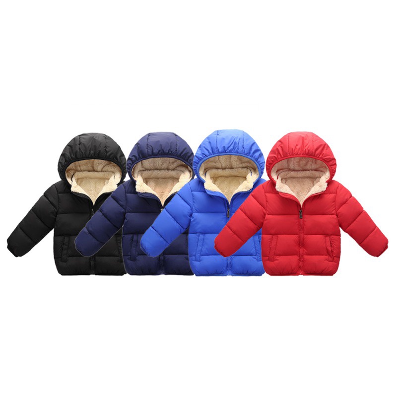 Áo Khoác Phao Đệm Cotton Phối Nhung Giữ Ấm Thời Trang Cho Bé Trai Và Gái