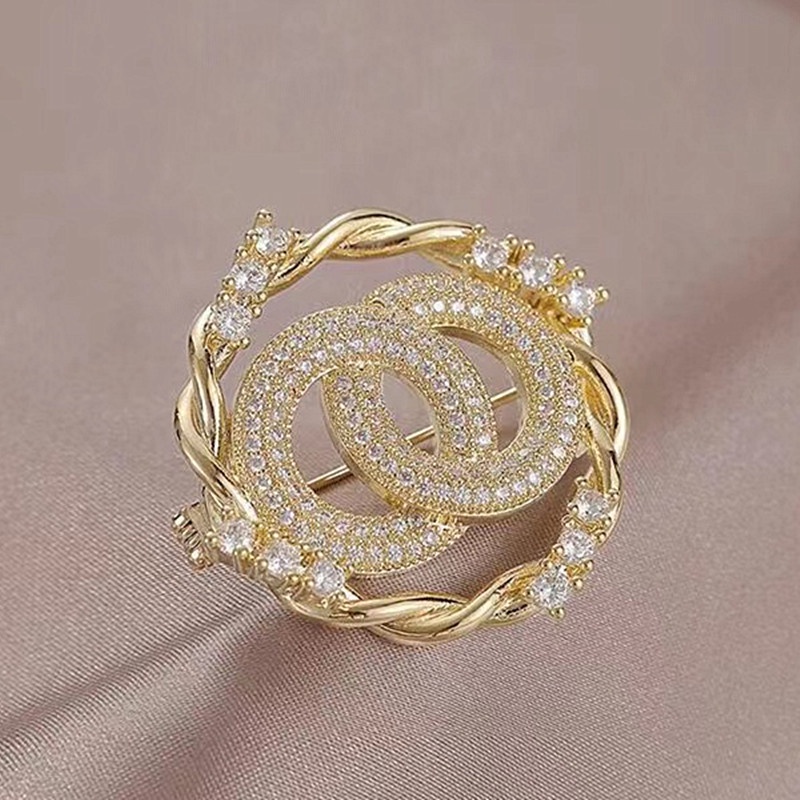 Ghim Cài Áo Hình Vòng Hoa Đính Đá Phong Cách Hàn Quốc Sang Trọng