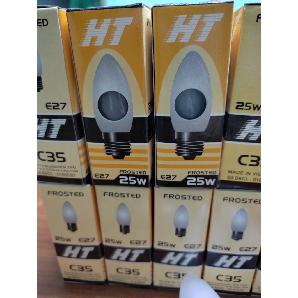 Bóng nhót sợi đốt dùng trang trí bóng tủ lạnh Hòa Thái ánh sáng vàng đỏ đui E14 E27 công suất 15W-40W